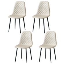 (Beige Suede, 4) 2/4/6x Dining Chairs metal Legs Home office