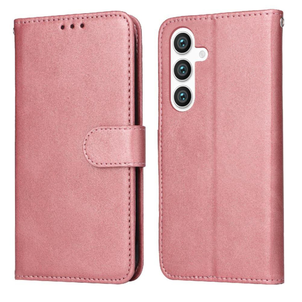 (Pink) Flip Case For Samsung Galaxy S25 Flip Cover Card Slots Precise Cutouts Magnetic Closure Pink 764549255382