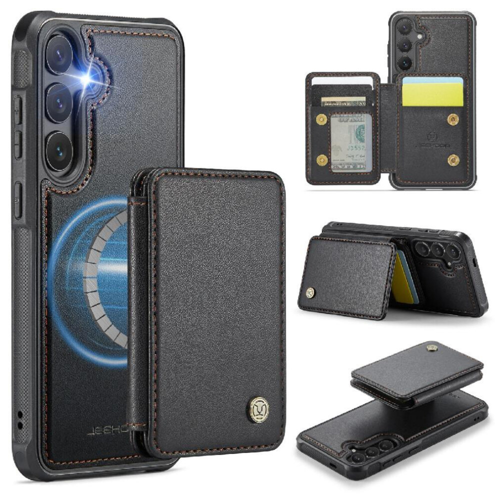 (Black) Case For Samsung Galaxy S25 5G 2 In 1 Functionality Stand Function Detachable Wallet Rfid Blocking Magnetic Black 764549255962