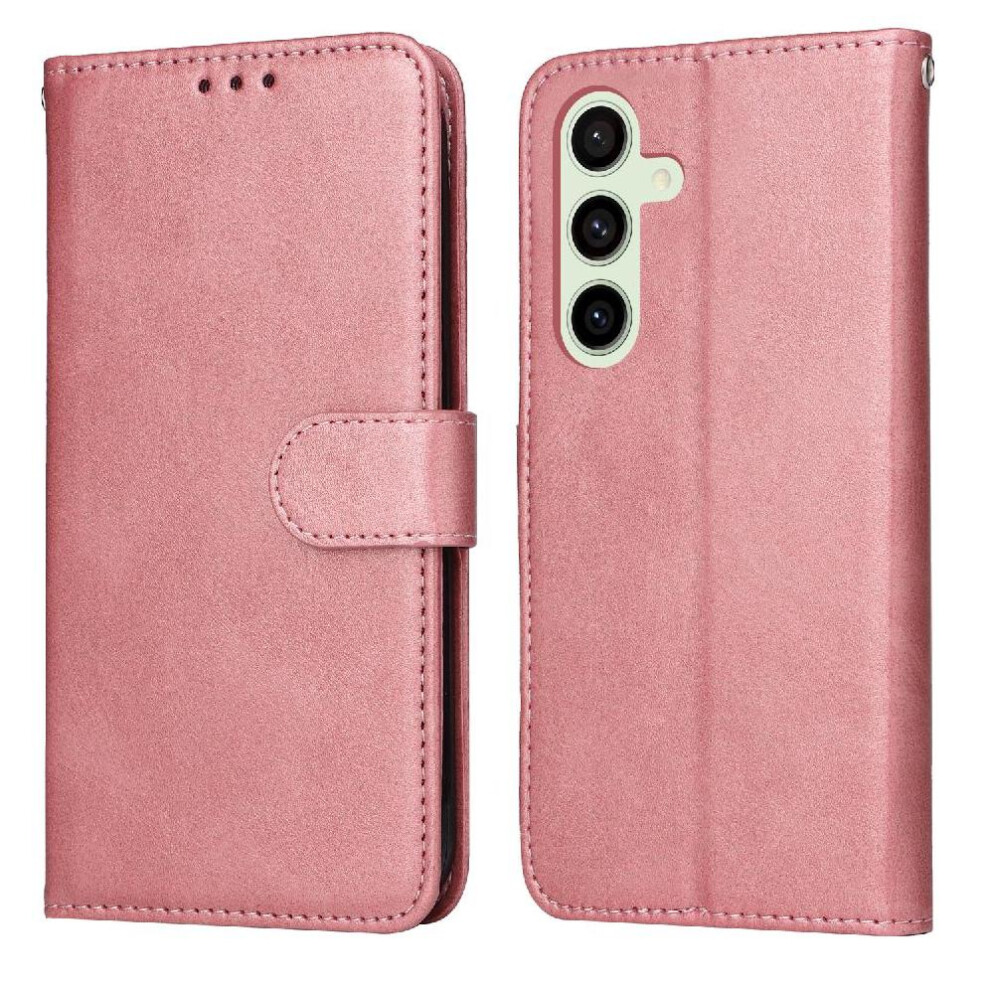 (Pink) Flip Case For Samsung Galaxy S24 Fe Precise Cutouts Flip Cover Card Slots Magnetic Closure Pink 764549256587