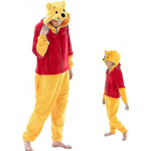 (S,Pooh)Snug Fit Unisex Adult Onesie Pajamas, Flannel Animal One Piece Halloween Costume Sleepwear Homewear S