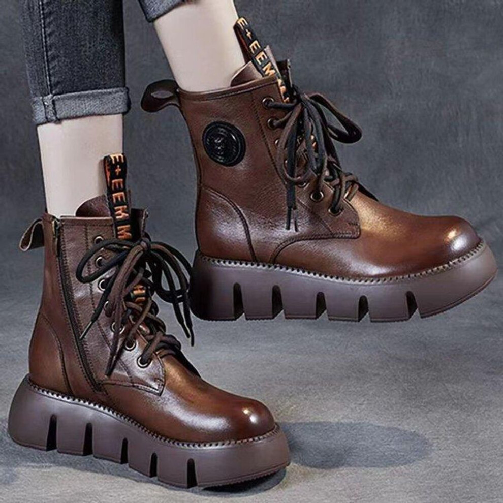(as the picture, 37) Round Head Side Zip Women&apos;s Boots Casual Fashion Martin Boots