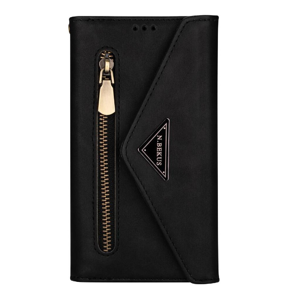 (Black) Zipper Pocket Case For Samsung Galaxy S25 Protective Cover Kickstand Crossbody Strap Shockproof Wrist Strap Black 764549259304