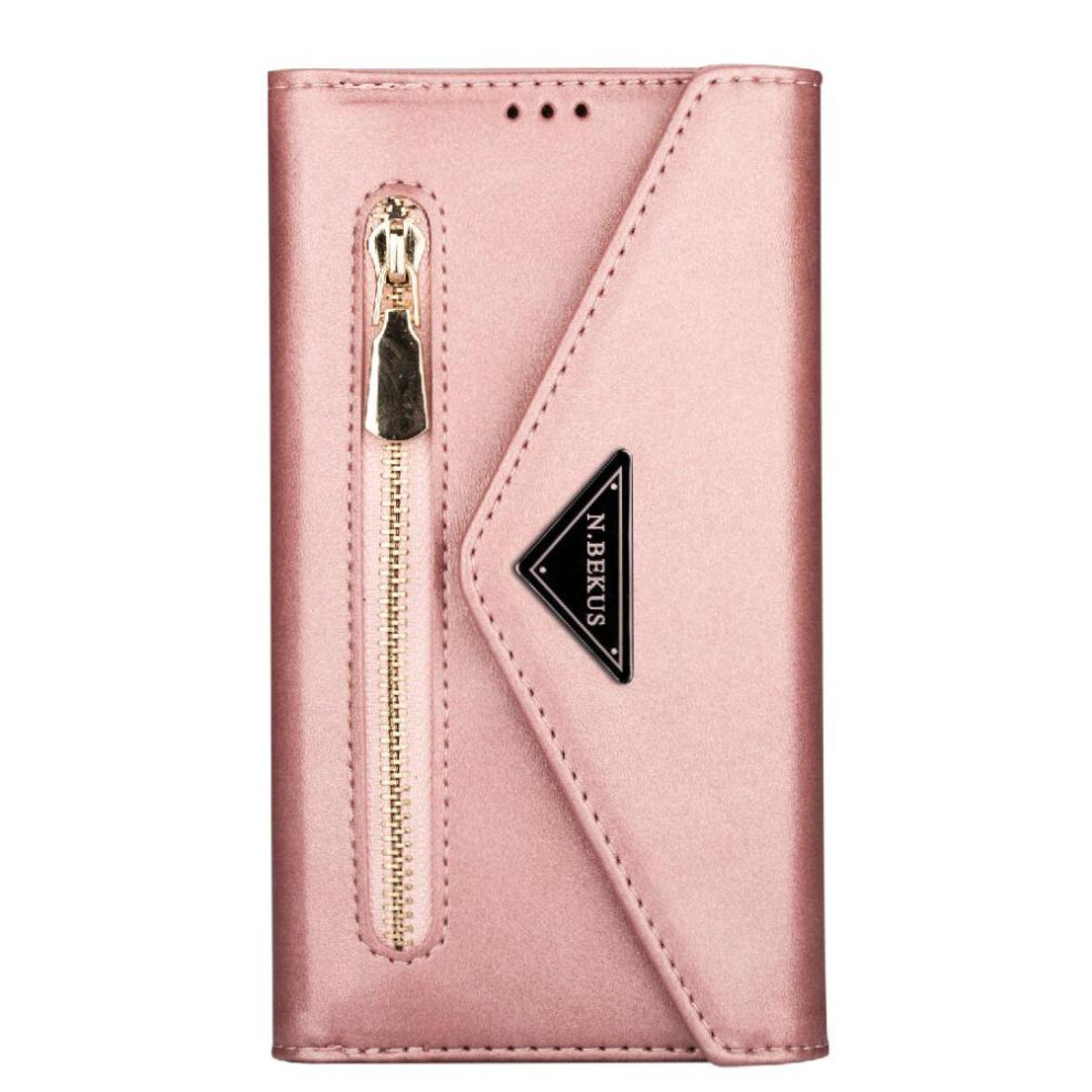 (Rose ) Zipper Pocket Case For Samsung Galaxy S25 Protective Cover Kickstand Crossbody Strap Shockproof Wrist Strap Gold 764549259359