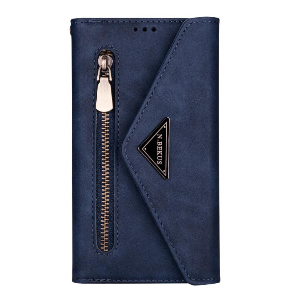 (Blue) Zipper Pocket Case For Samsung Galaxy S25 Protective Cover Kickstand Crossbody Strap Shockproof Wrist Strap Blue 764549259328