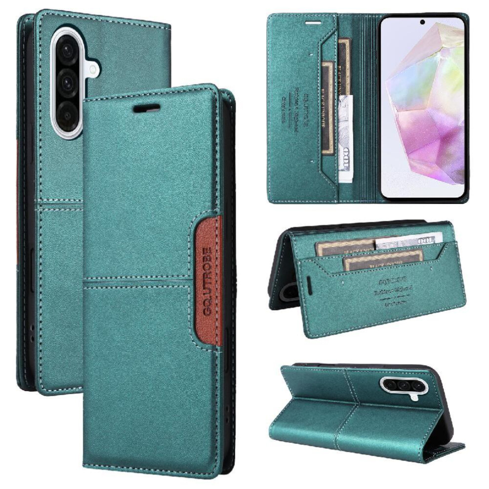 (Green) Flip Case for Samsung Galaxy A56 Flip Cover Shockproof Wallet Rfid Blocking