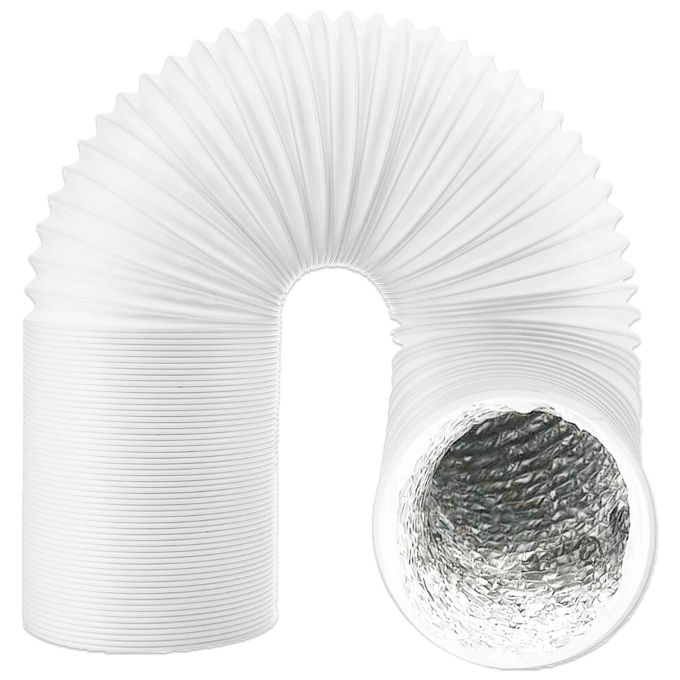 Universal Insulated Vent Hose Flexible PVC Aluminium Foil Lined Duct Outlet Pipe (6" x 2.5m)