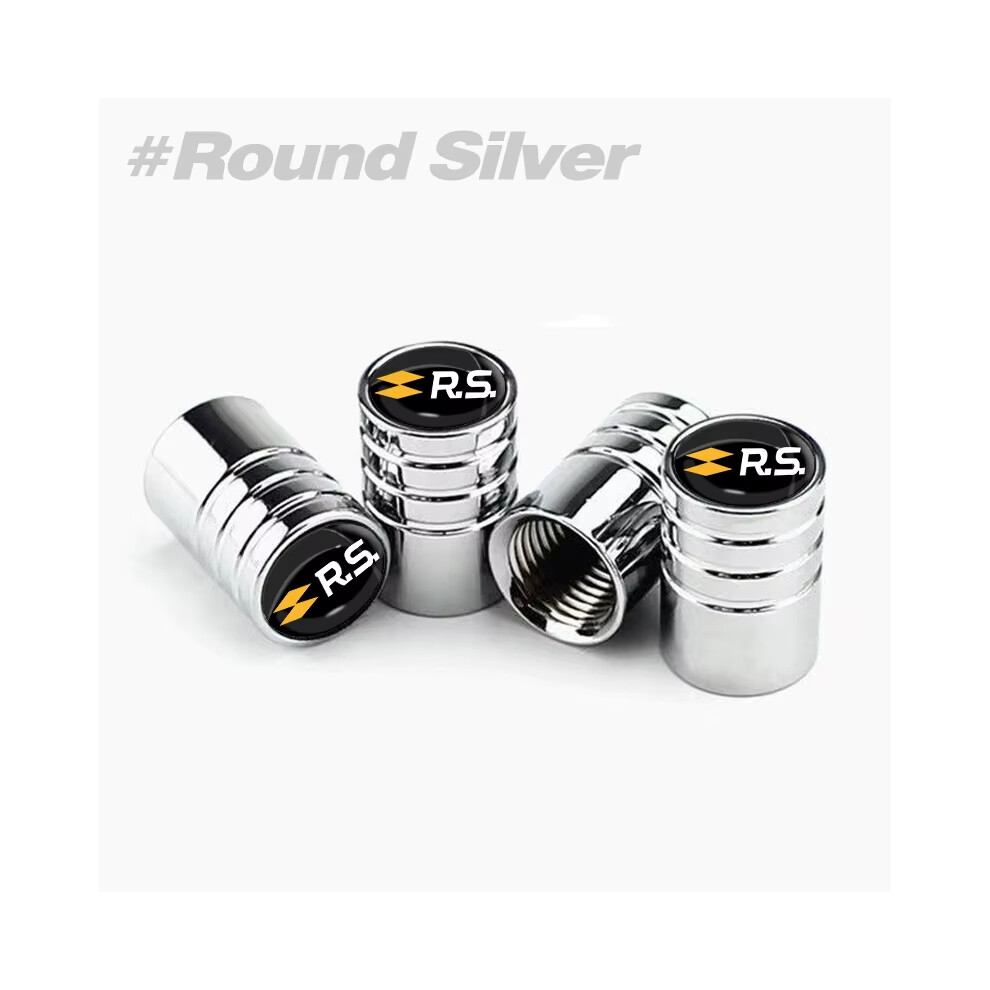 (Round Silver) 4Pcs Car Valve Caps Wheel Tires Air Tyre Stem Protective Cover For Renault RS Line Fluence Captur Megane Clio Kadjar Talisman-image-OPC-PFZBXPG-NEW