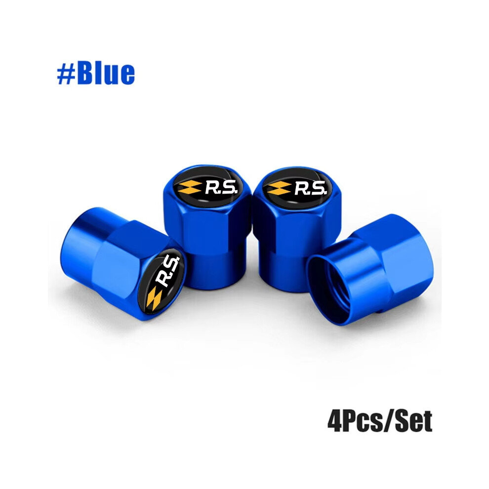 (Blue) 4Pcs Car Valve Caps Wheel Tires Air Tyre Stem Protective Cover For Renault RS Line Fluence Captur Megane Clio Kadjar Talisman-image-OPC-PFZBXPM-NEW