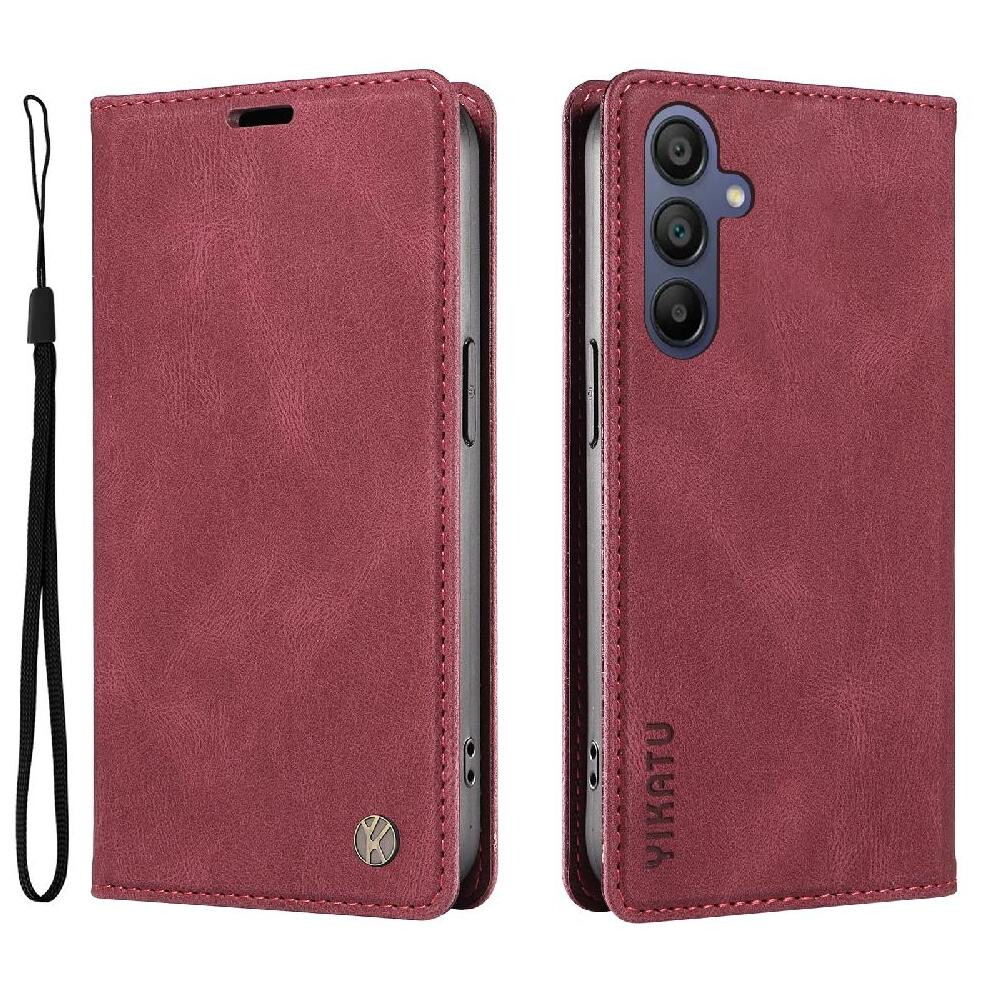 Photos - Case  Compatible with Samsung Galaxy A16  Solid Color Magnetic Flip Phone Leather  Skin-friendly(Rose red )