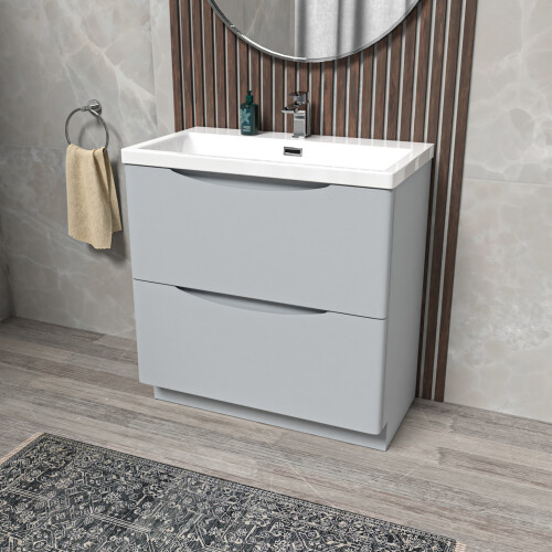 NES Home Nes Home Modern Matte Grey 800mm Floorstanding Basin Vanity Unit