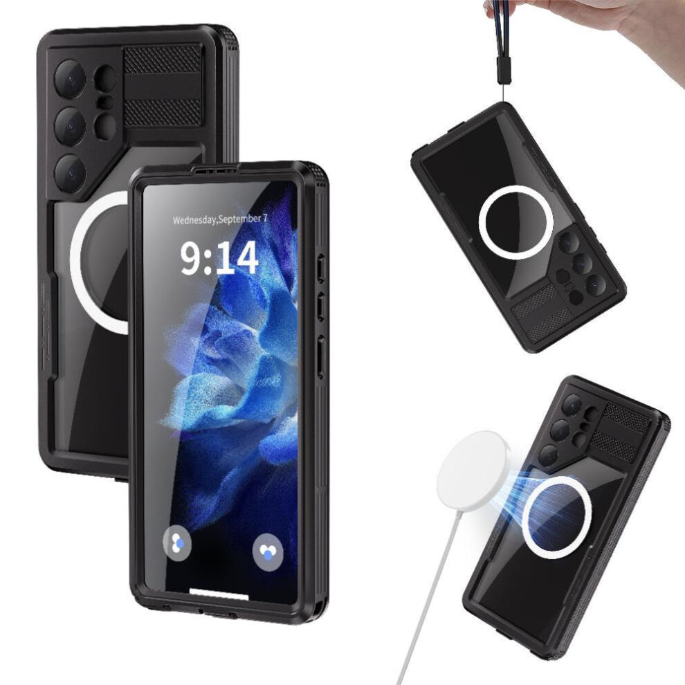 (Black) Case For Samsung Galaxy S25 Ultra 5G Waterproof Built Ip68 Waterproof Full In Screen Protector 12Ft Military Shockproof Black 764549264261