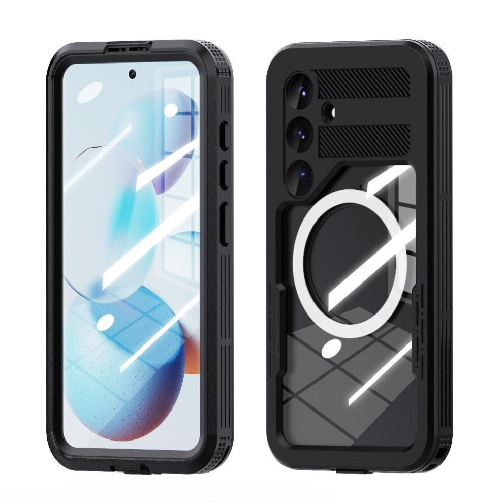 (Black) Case For Samsung Galaxy S25 Ip68 Waterproof Full Waterproof Built In Screen Protector 12Ft Military Shockproof Black 764549264278