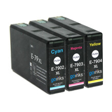 Kompatibel 1 Go Inks 3er Set Tintenpatronen für Epson T7906 (79XL Series) C/M/Y / non-OEM für Epson WorkForce Pro Drucker (3 Tinten)