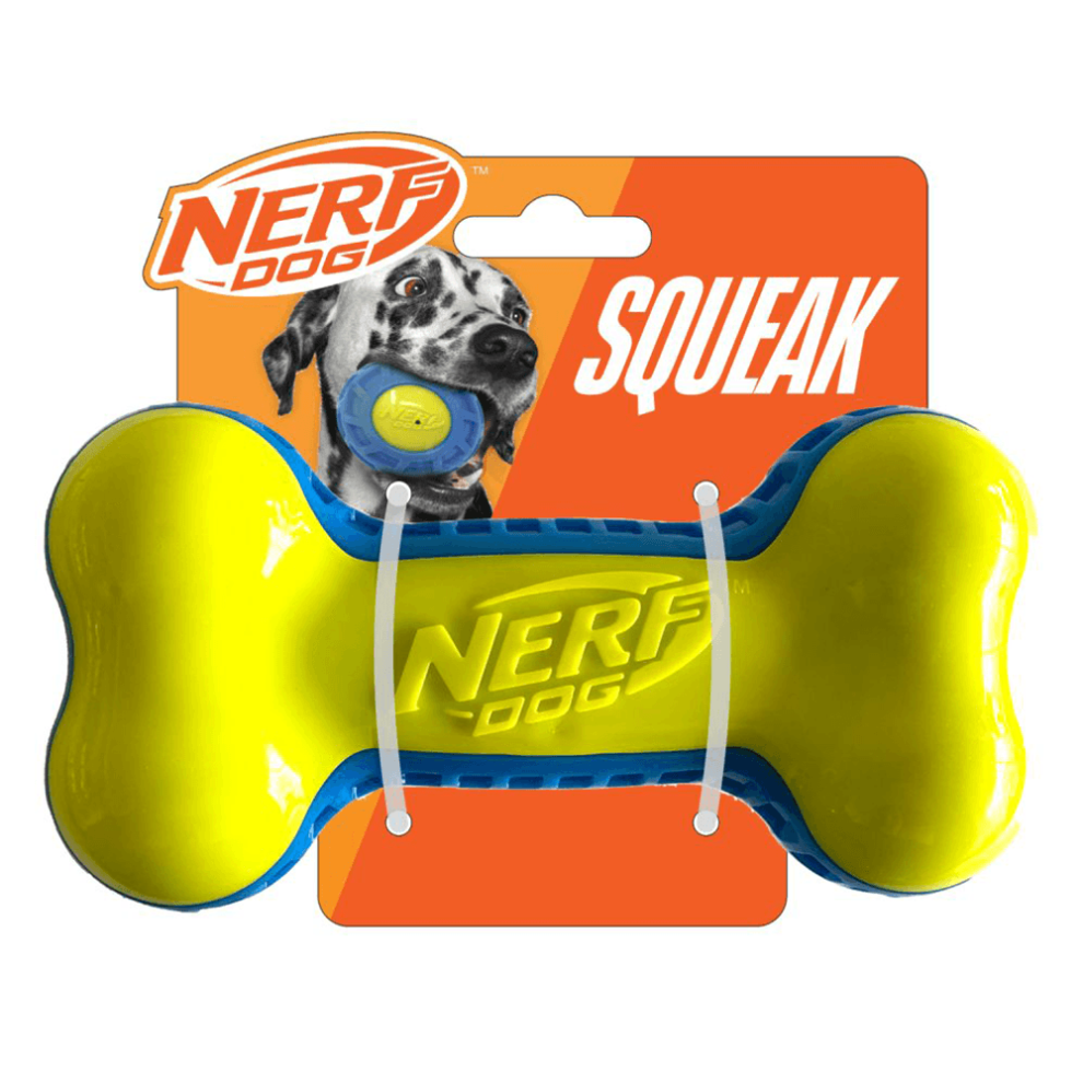 Nerf Dog Exo Micro Squeak Bone Interactive Throw & Fetch Toy 7in