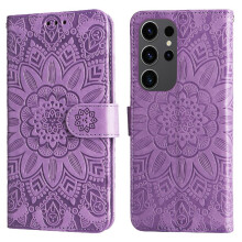 (Purple) Case for Samsung Galaxy S24 Ultra Flip Card Slots Protective Cover Leather