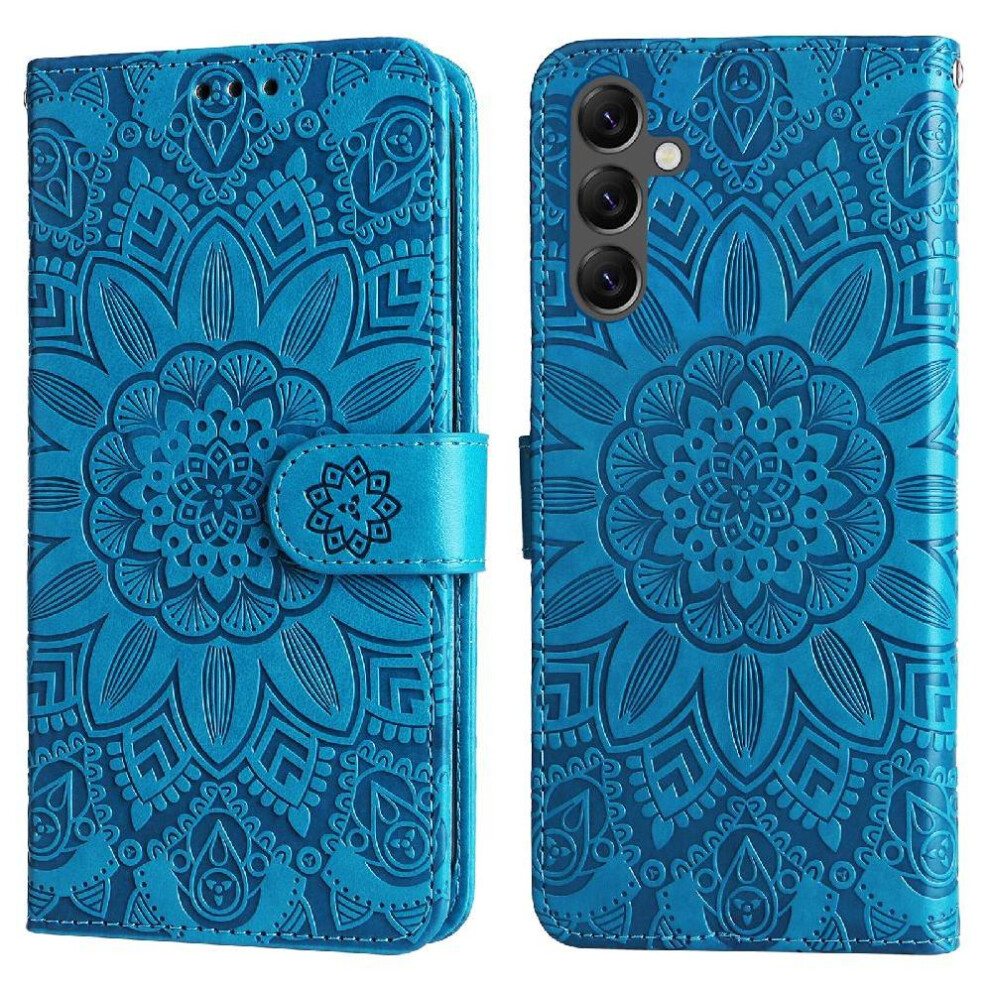 (Blue) Case For Samsung Galaxy A25 5G Protective Cover Flip Card Slots Leather Blue 764549267620