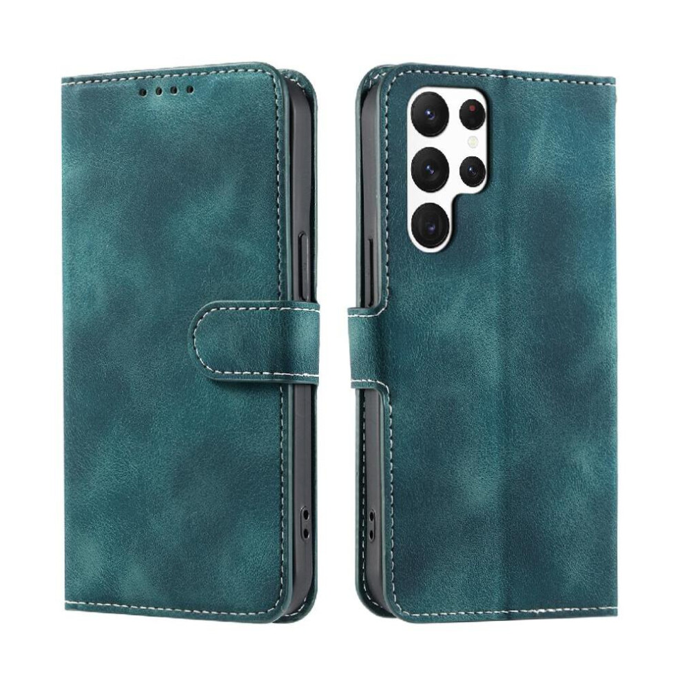 (Green) Flip Case For Samsung Galaxy S25 Ultra Magnetic Pu Leather Wallet Card Slots Wrist Strap Kickstand Green 764549269501