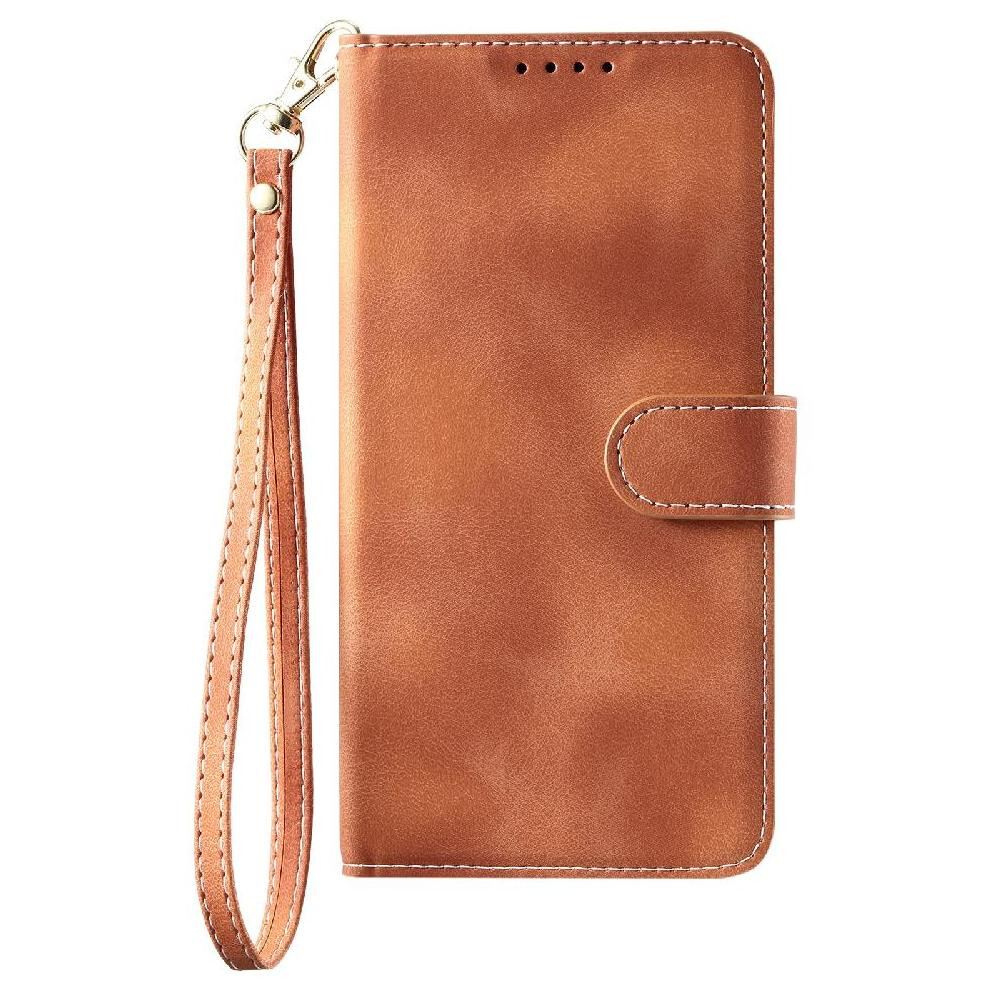 (Brown) Flip Case For Samsung Galaxy S25 Plus 5G Wallet Card Slots Pu Leather Wrist Strap Magnetic Kickstand Brown 764549269693