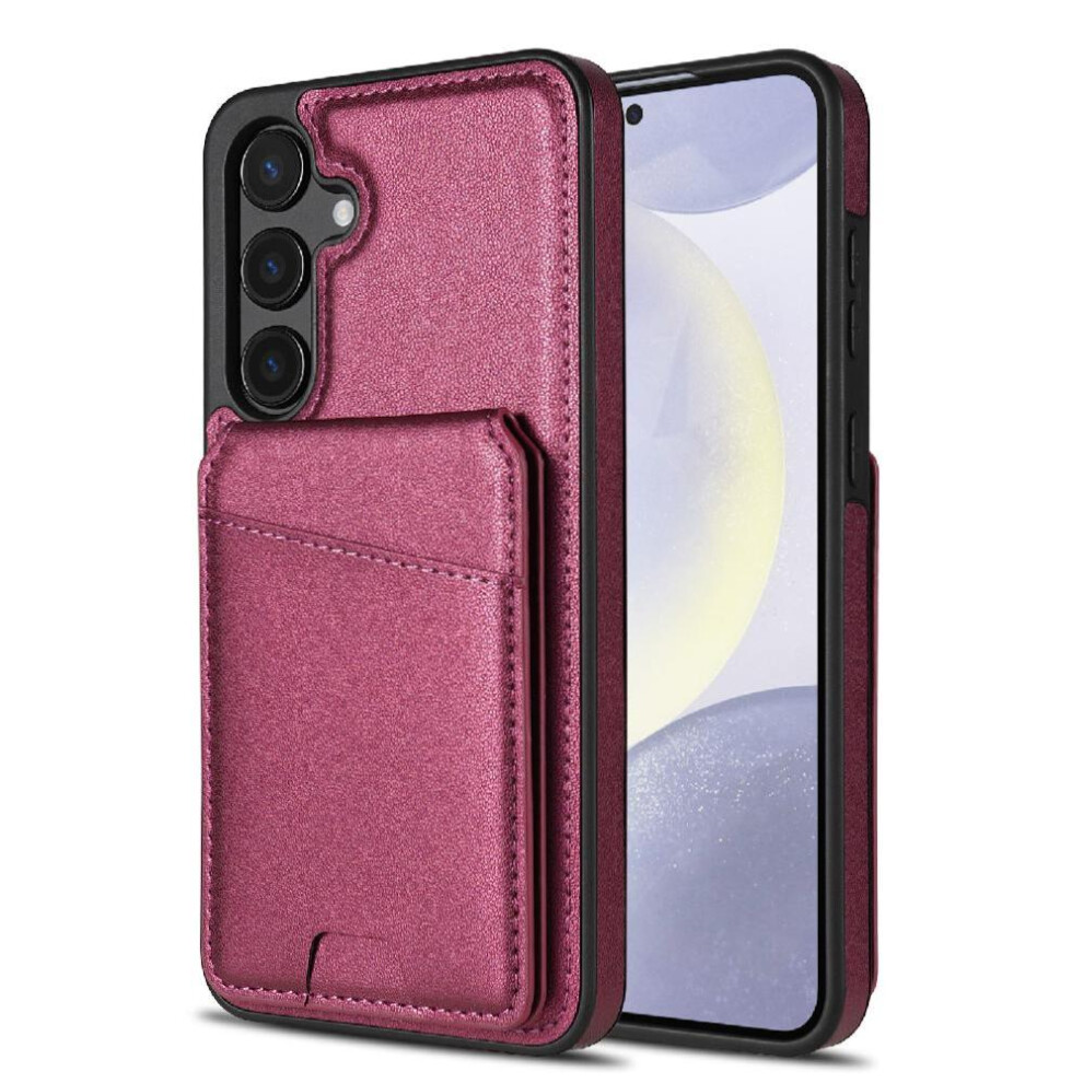 (Red) Wireless Charging Case For Samsung Galaxy A55 Magsafe Wallet Case Magnetic Closure Card Holder Kickstand Red 764549270477