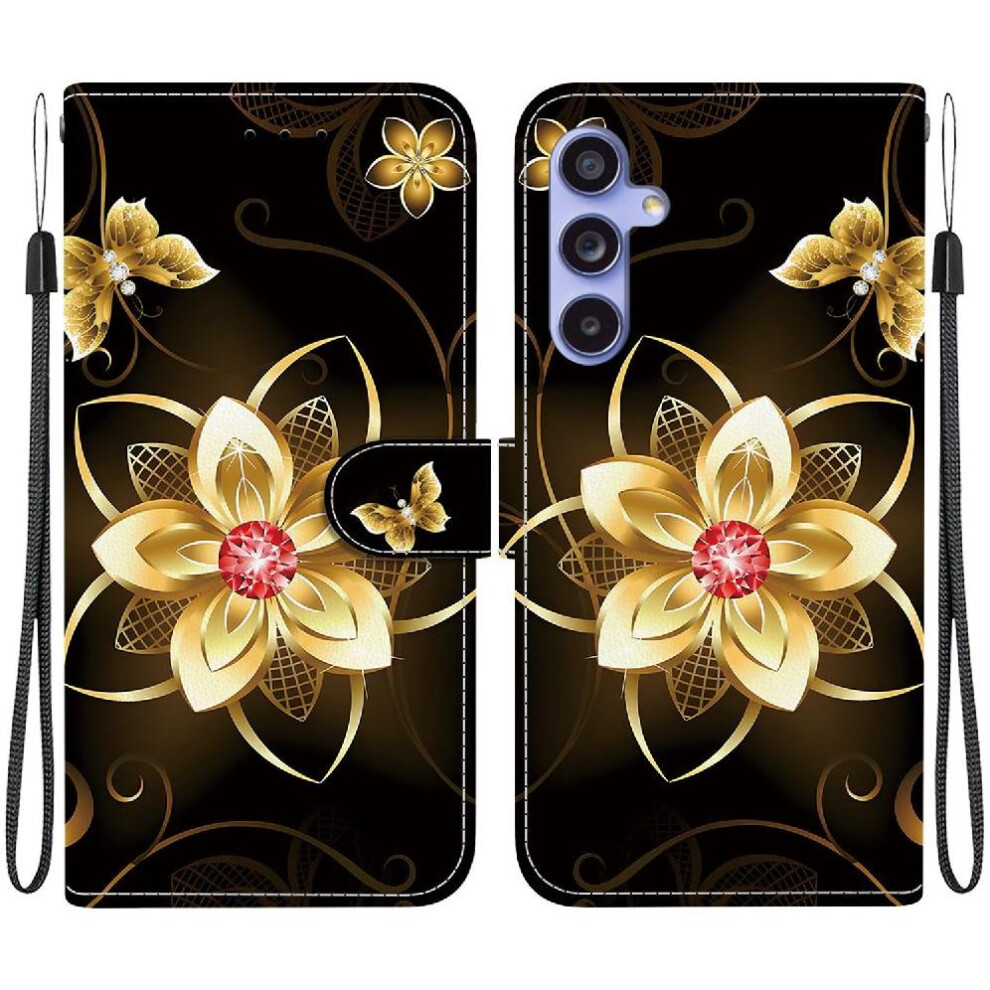 (C6) Flip Case For Samsung Galaxy S24 Fe Card Slots Pu Leather Wallet Card Slot Kickstand Pattern Cover 764549270996