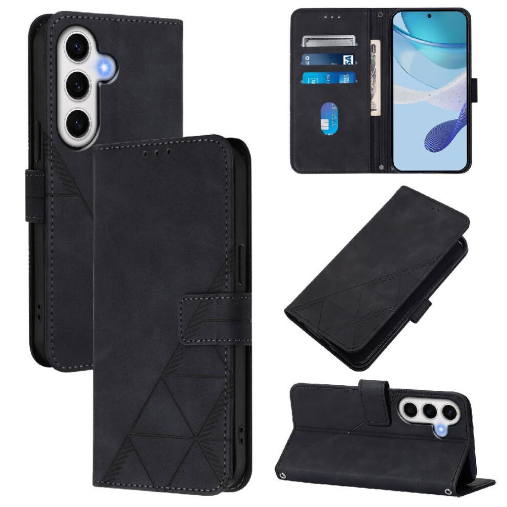 (Black) Case For Samsung Galaxy S24 Fe Wallet Cover Flip Folio Book Protective Credit Card Holder Pu Leather Black 764549271757