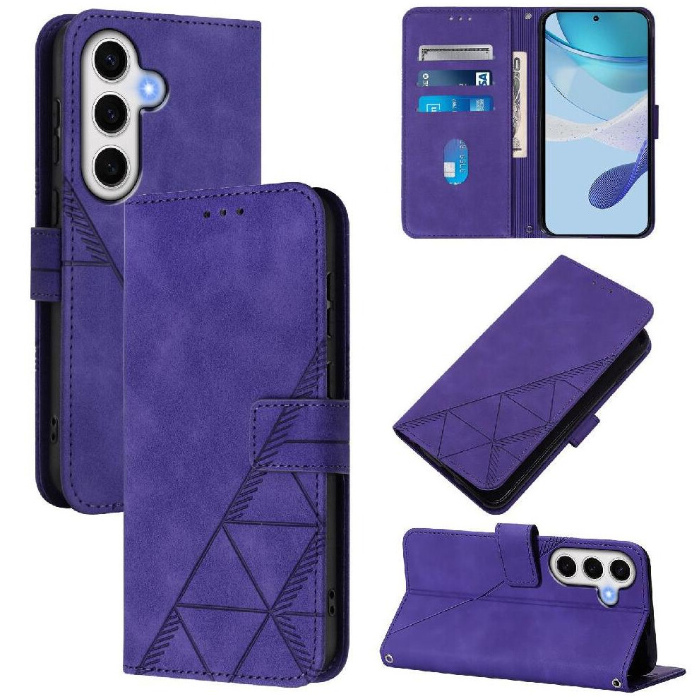 (Purple) Case for Samsung Galaxy S24 Fe Wallet Cover Flip Folio Book Protective Credit Card Holder Pu Leather