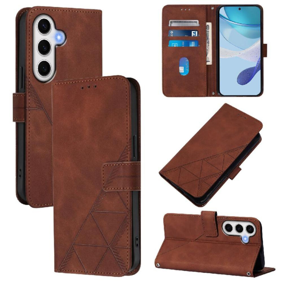 (Brown) Case For Samsung Galaxy S24 Fe Wallet Cover Flip Folio Book Protective Credit Card Holder Pu Leather Brown 764549271726