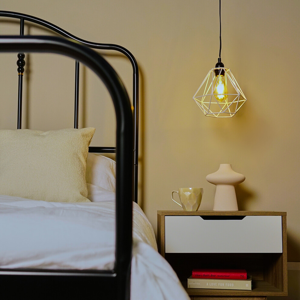 Retro Style White Metal Basket Cage Ceiling Pendant Light Shade