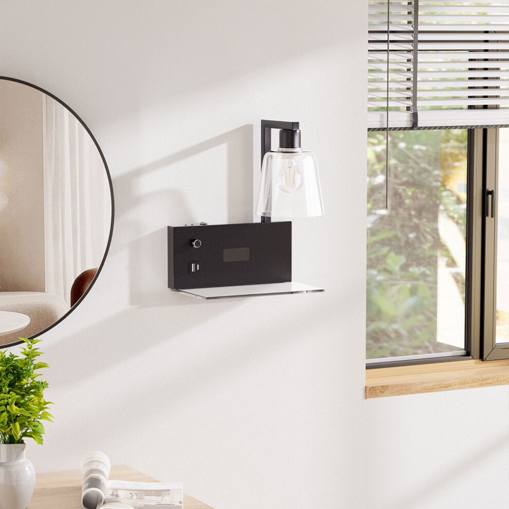 E27 Wall Light with Digital Clock