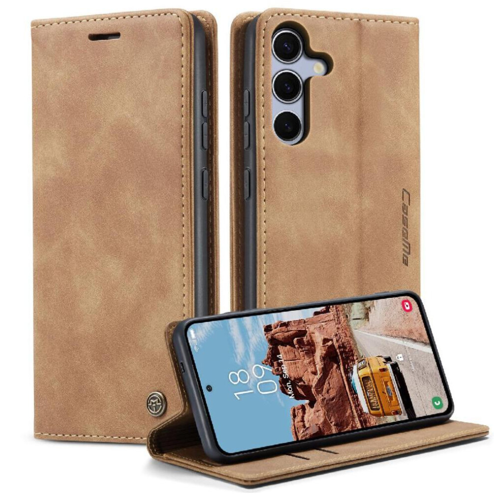 (Yellow) Flip Case For Samsung Galaxy S25 5G Vintage Pu Leather Wallet Magnetic Closure Shockproof Case Card Slot Kickstand Yellow 764549272778