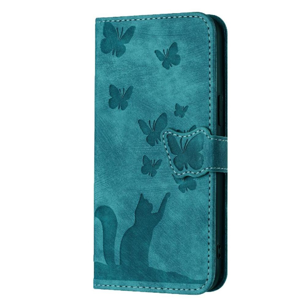(Blue) Flip Case For Samsung Galaxy A36 5G Card Pocket Holder Cover Wallet Case Embossed Butterfly Cat Blue 764549273973