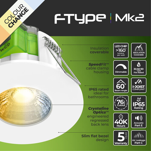 Luceco Luceco Ftype Mk2 Flat Downlight Power Colour Change White Bezel 1