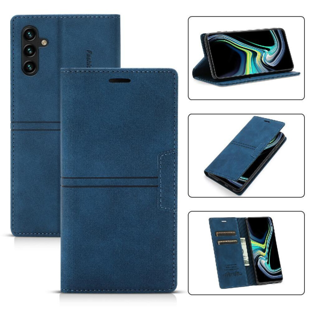Photos - Case  Wallet  for Samsung Galaxy A15 Kickstand Pu Leather Card Holder Magnetic Closure Protective Cover(Blue)