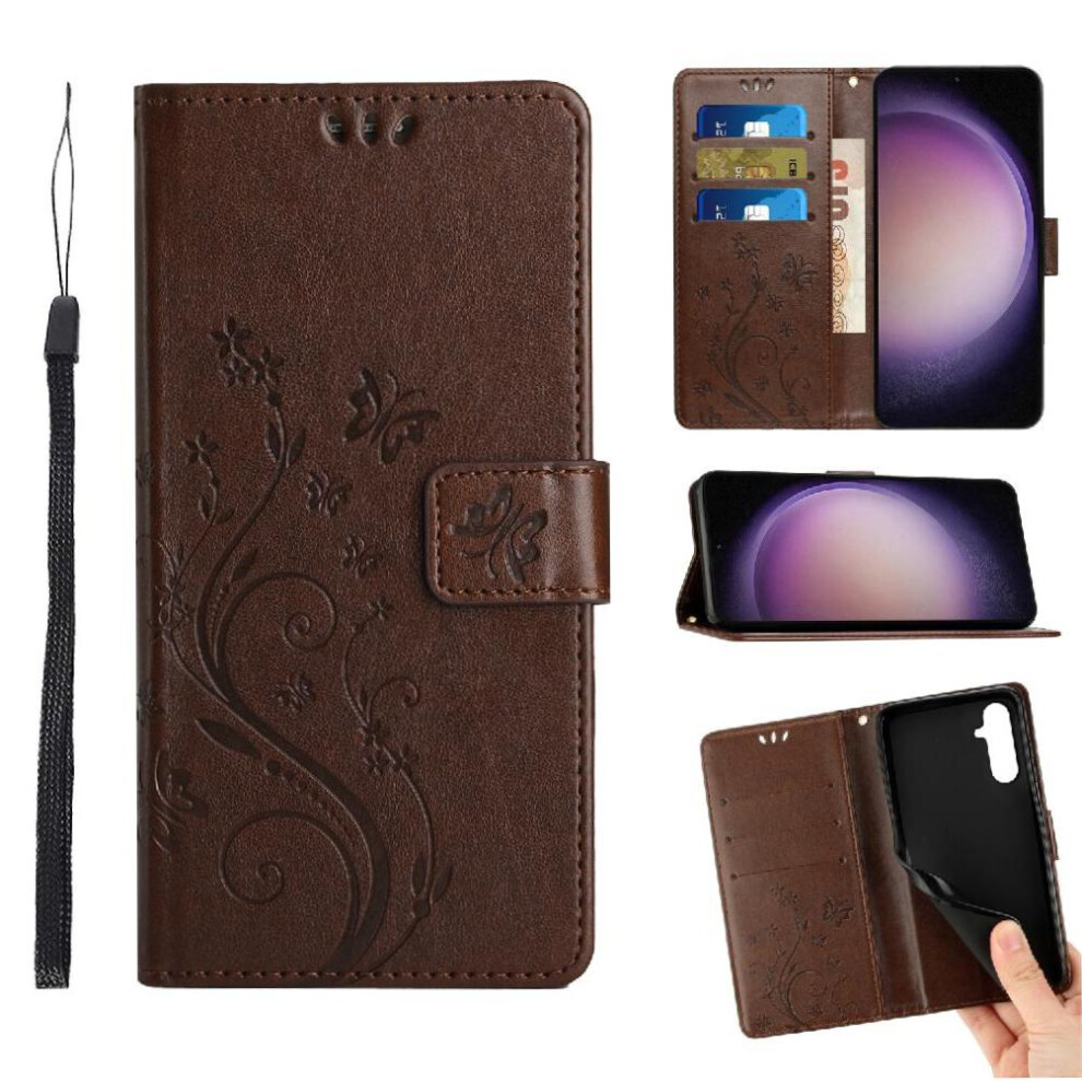 (Brown) Filp Case For Samsung Galaxy A56 Card Holder Wrist Strap Pu Leather Kickstand Magnetic Closure Brown 764549274765