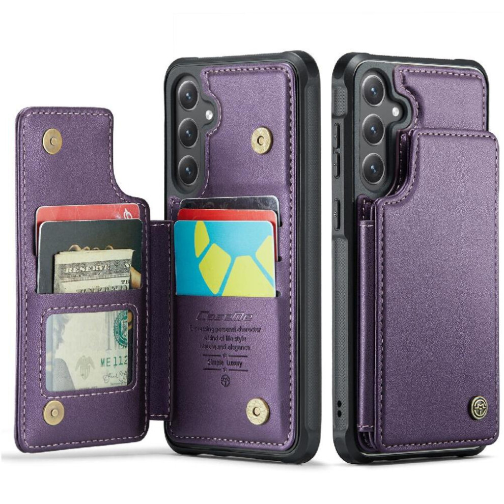 (Purple) Flip Case For Samsung Galaxy S25 Plus 5G Kickstand Slim Shockproof Case Card Holder Pu Leather Rfid Blocking Purple 764549276226