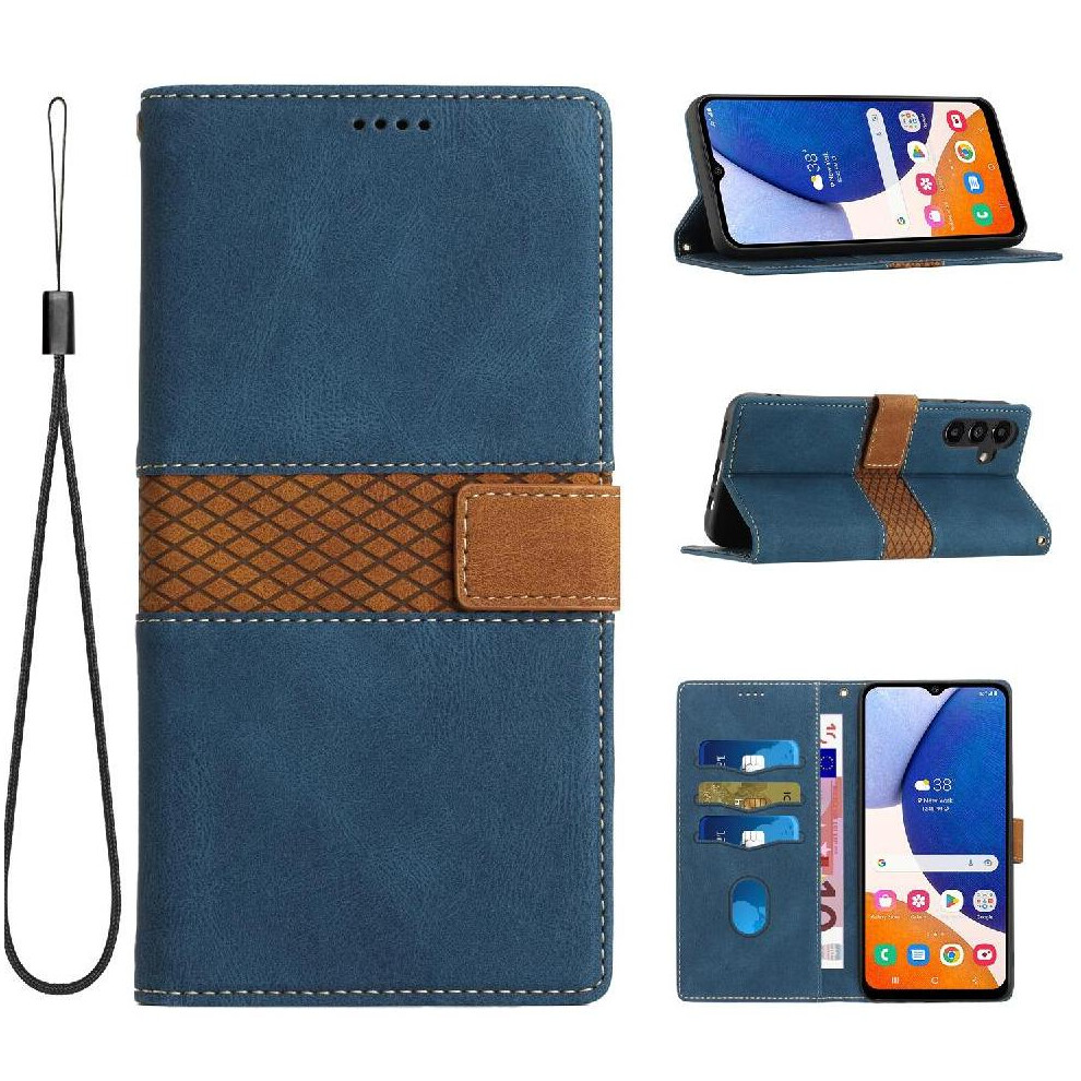 (Blue) Wallet Case For Samsung Galaxy S25 Plus Scratch Resistant Magnetic Closure Wrist Strap Card Slot Kickstand Blue 764549276684