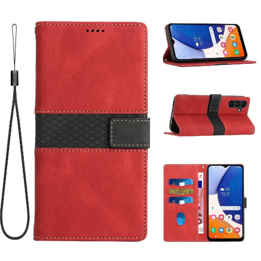 (Red) Wallet Case For Samsung Galaxy S25 Plus Scratch Resistant Magnetic Closure Wrist Strap Card Slot Kickstand Red 764549276660