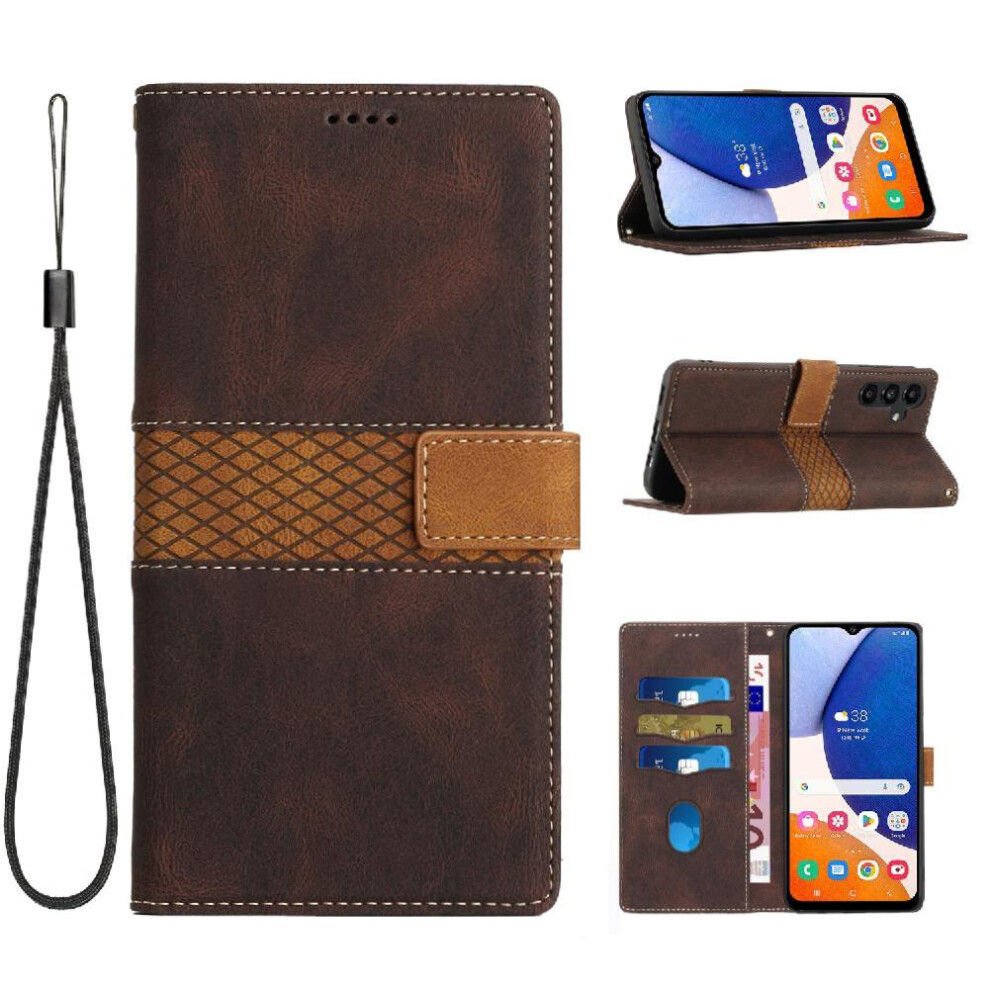 (Brown) Wallet Case For Samsung Galaxy S25 Plus Scratch Resistant Magnetic Closure Wrist Strap Card Slot Kickstand Brown 764549276677