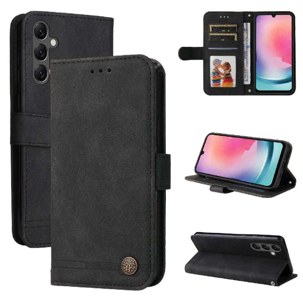 Photos - Case   for Samsung Galaxy A25 5g Leather Card Slot Holders Protective Cover(Black)