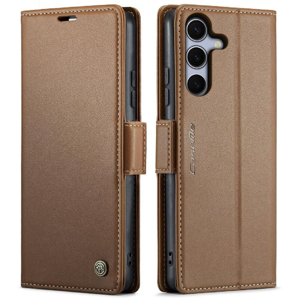 (Brown) Flip Case For Samsung Galaxy S25 Plus Card Slot Wallet Case Anti Fraud Shockproof Case Kickstand Brown 764549277629