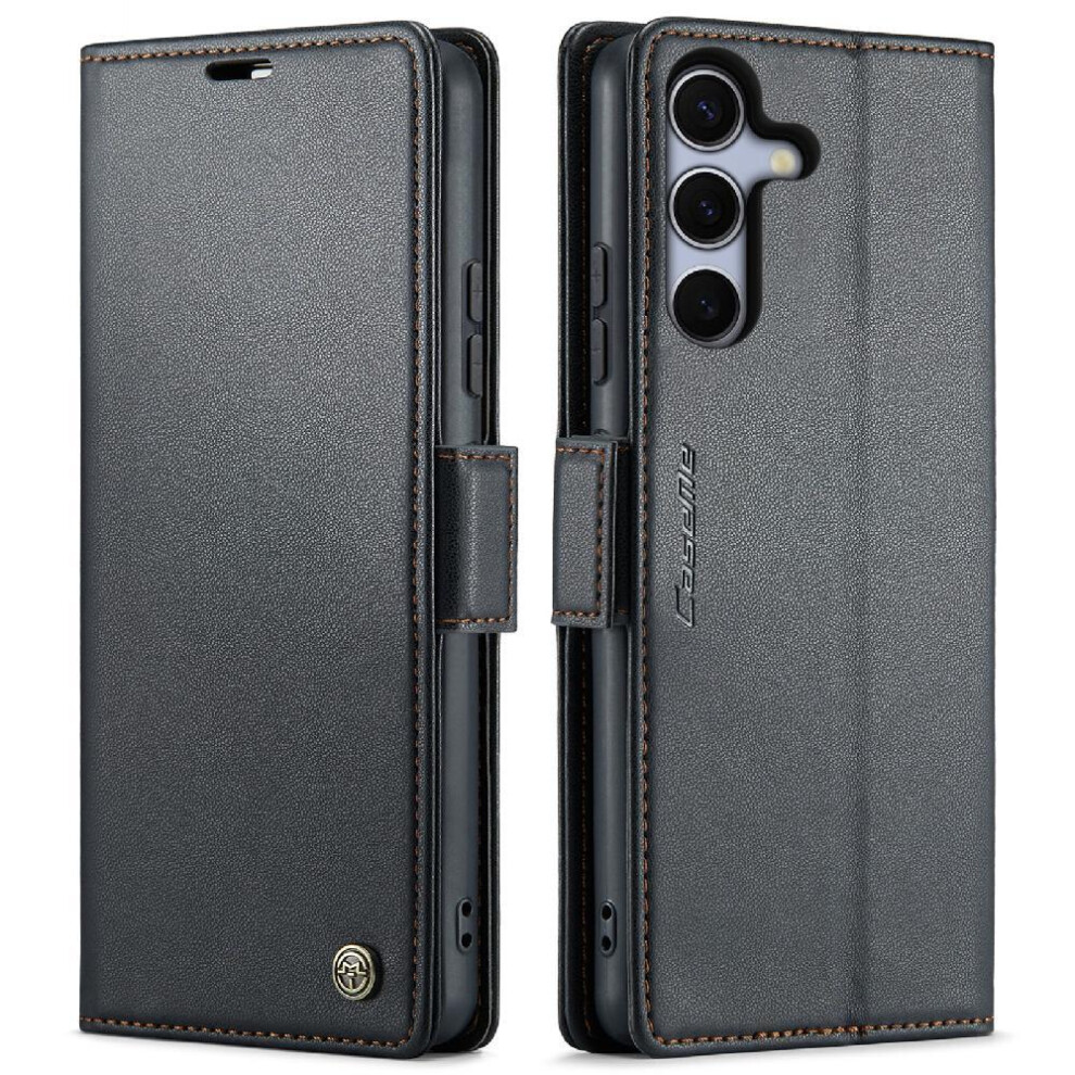 (Black) Flip Case For Samsung Galaxy S25 Wallet Case Kickstand Shockproof Case Anti Fraud Card Slot Black 764549277698