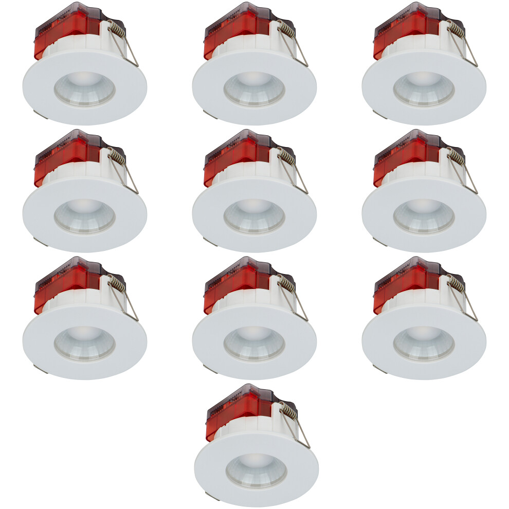 Luceco Ftype Spot Downlight IP65 3000K 515lm 5W White Bezel 10 Pack