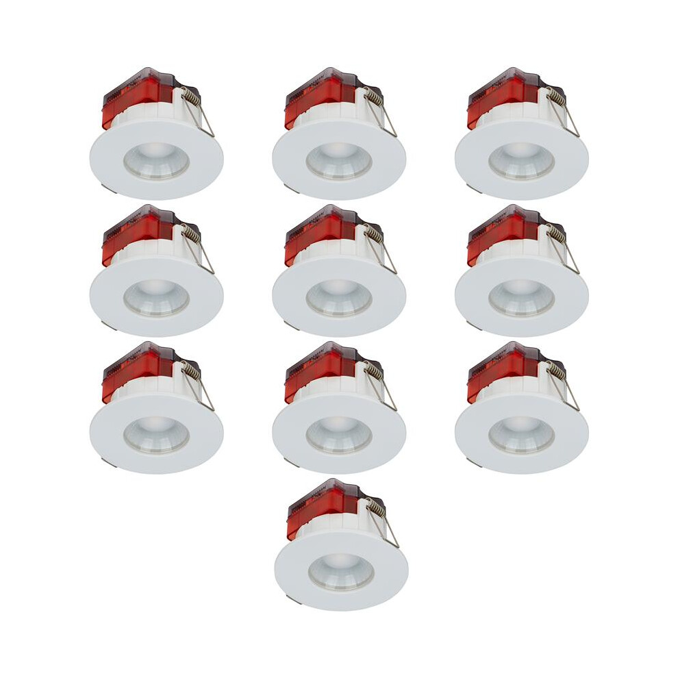 Luceco Ftype Spot Downlight IP65 4000K 515lm 5W White Bezel 10 Pack