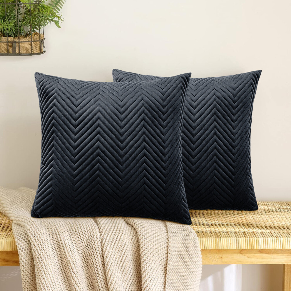 Imperial Rooms (Pack Of 2, Embossed Velvet Filled Cushion Black) Velvet Cushions Filled 2 & 4-Pack Quilted Cushion Pads