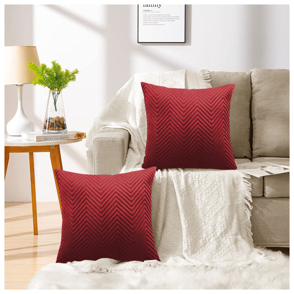 Imperial Rooms (Pack Of 2, Embossed Velvet Filled Cushion Burgundy) Velvet Cushions Filled 2 & 4-Pack Quilted Cushion Pads