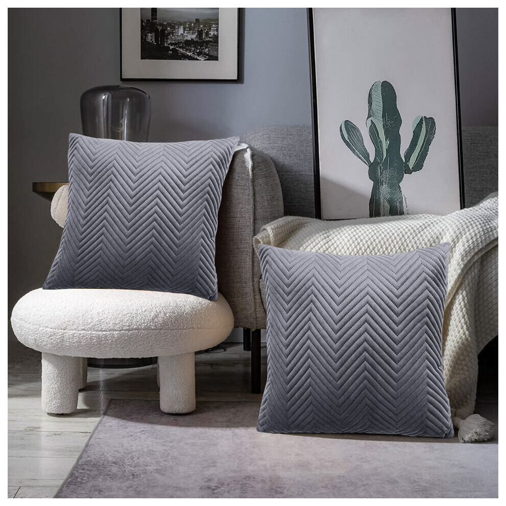 Imperial Rooms (Pack Of 2, Embossed Velvet Filled Cushion Grey) Velvet Cushions Filled 2 & 4-Pack Quilted Cushion Pads