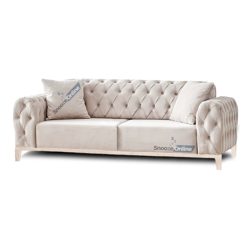 Snooze Online ( Velvet, 3 Seater Sofa) Velvet Chesterfield Sofas 3 And 2 Seater Sofas | Button Tufted Sofas And Couches | Sofa Set With Matching Cream