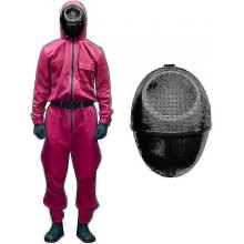 (S,circle)Unisex Squid Game Costume Jumpsuit + Squid Game Mask Halloween Outfit Gifts