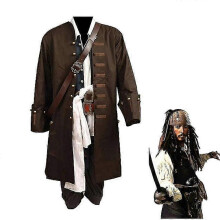 (XL,wig hat)Pirates Of The Caribbean Cosplay Costume Movie Jack Sparrow Cosplay Full Set Costume Club Halloween Party Show Outfit Boris
